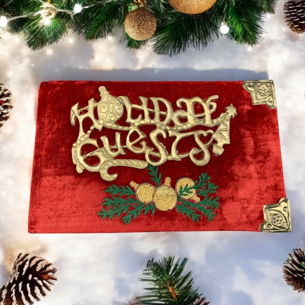 Hand Crafted Red Velvet Holiday Guest Book